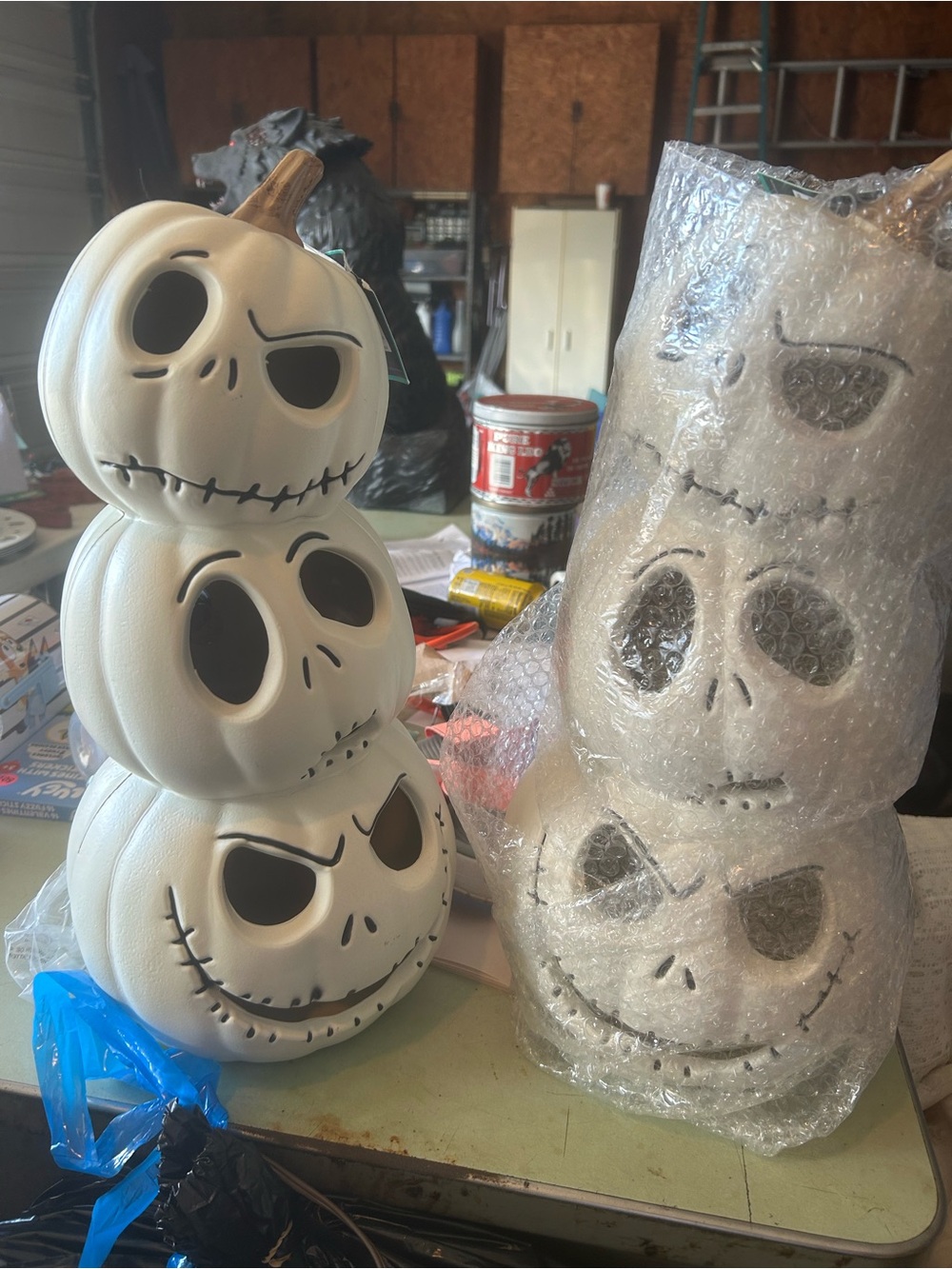 Disney White Stacked Jack-O'-Lantern Pumpkin Decoration